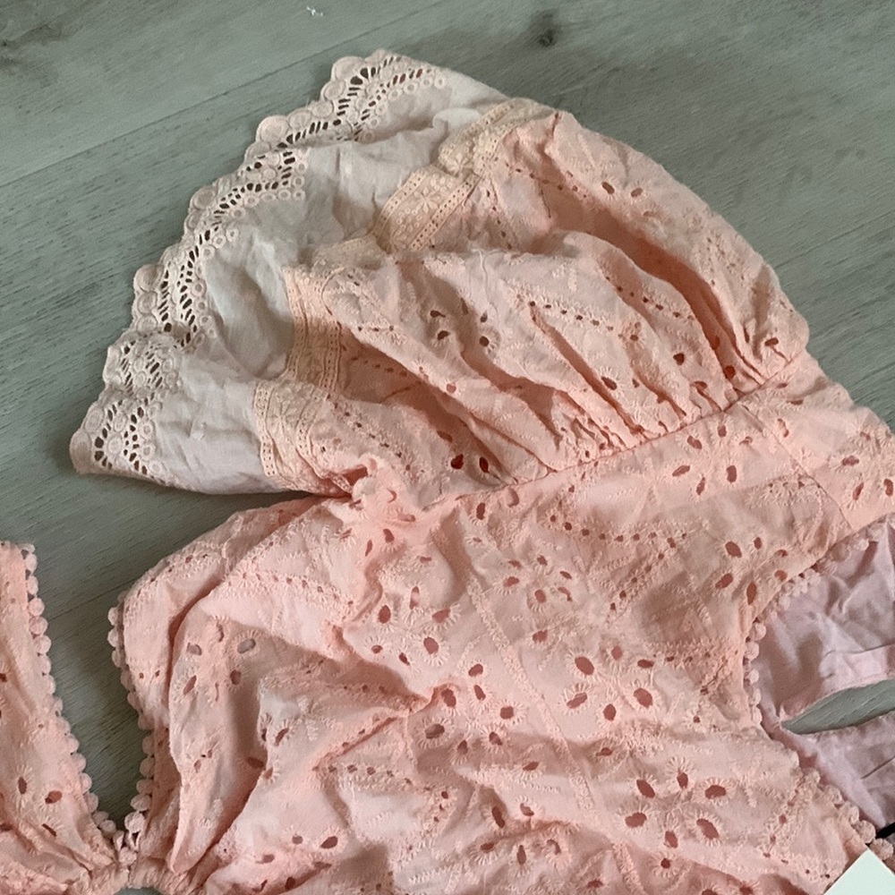 VICI Delilah Eyelet Cutout Maxi Dress Peach Pink Small S NWT boho romantic - Picture 3 of 16